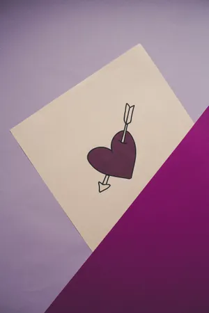 Art Drawing Of A Purple Heart With Arrow Wallpaper
