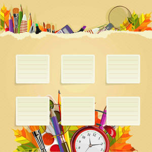 Artistic Illustration Of School Supplies Wallpaper