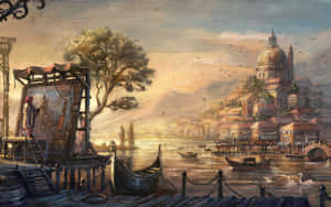 Artistic Impression Of Nature Seen In Oil Painting Wallpaper