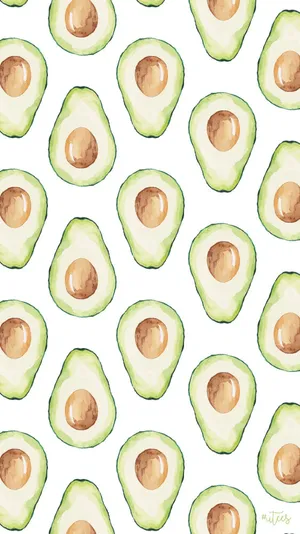 Artsy Avocado Fruit Patterns Digital Painting Wallpaper