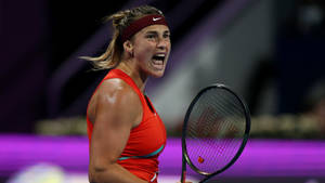 Aryna Sabalenka, Professional Tennis Player In Maroon Headband Wallpaper