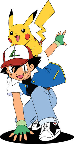 Ash And Pikachu Hd Superhero Landing Pose Wallpaper