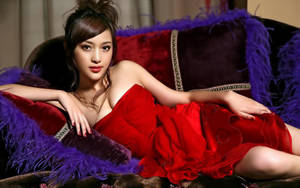 Asian Women In A Red Dress Wallpaper