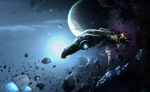 Asteroid Belt Eve Online Spaceship Encounter Wallpaper