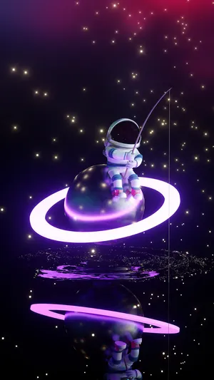 Astronaut Aesthetic Fishing In Space Wallpaper