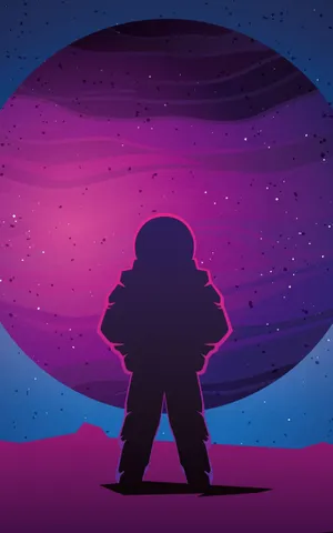 Astronaut Aesthetic Neon Planet Wallpaper