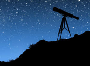 Astronomy Telescope Silhouette On Night Sky Wallpaper