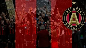 Atlanta United Fc Soccer Club Players And Logo Poster Art Wallpaper