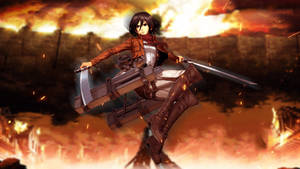 Attack On Titan 4k Fiery Mikasa Wallpaper