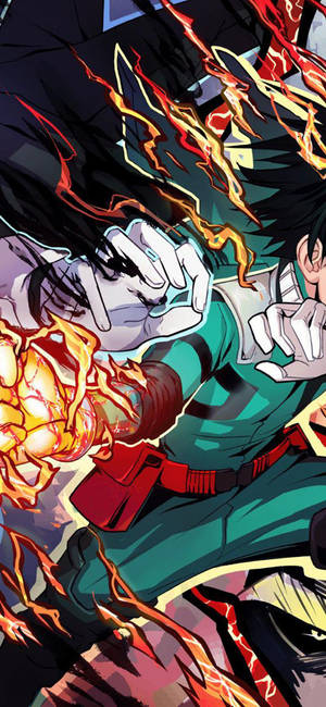 Attacking Izuku In My Hero Academia Phone Wallpaper