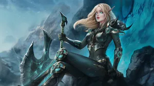 Attractive Elf Swordswoman Wallpaper