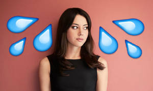 Aubrey Plaza With Tear Icons Wallpaper