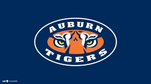Auburn Football Tigers Logo With Blue Background Wallpaper