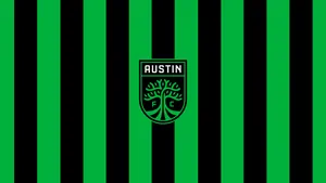 Austin Fc Club Logo Engulfed In A Vivid Green Pattern Wallpaper