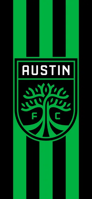 Austin Fc Soccer League Logo With Green Pattern Wallpaper