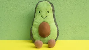 Avocado Stuffed Toy On Pastel Green Wallpaper