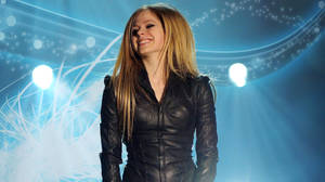 Avril Lavigne In Black Leather Wallpaper