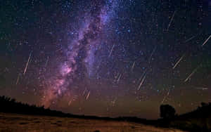 Awe-inspiring Meteor Shower In Night Sky Wallpaper