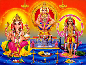 Ayyappan With Hindu Gods Wallpaper