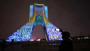 Azadi Tower Blue Lights Wallpaper