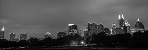 B&w Panoramic Atlanta Skyline Wallpaper