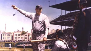 Babe Ruth Pointing At Field Wallpaper