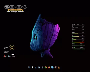 Baby Groot On Rainmeter Skin Wallpaper