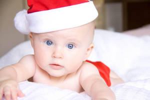 Baby Photography Toddler Wearing Christmas Hat Wallpaper