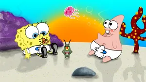 Baby Spongebob And Patrick With Plankton Wallpaper
