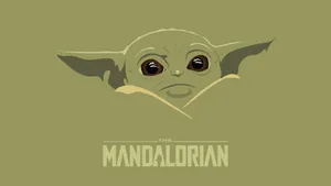 Baby Yoda Aesthetic On Olive Background Wallpaper