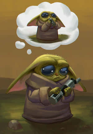 Baby Yoda Aesthetic With Cute Eyes Wallpaper