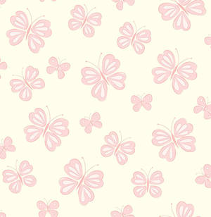 Background With Cute Pink Butterfly Design Wallpaper