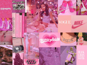 Baddie Aesthetic Collage Pink Theme Wallpaper