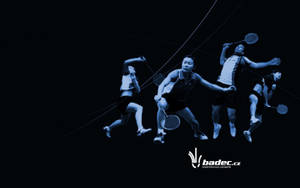 Badminton Player Blue Monochrome Wallpaper