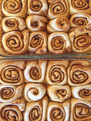 Baking Dish Full Of Cinnamon Rolls Wallpaper