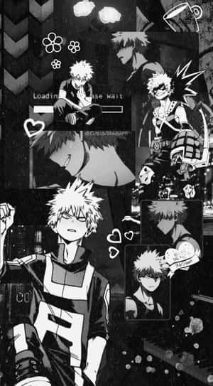 Bakugou Aesthetic Black And White Collage Wallpaper