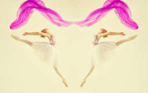 Ballerina Dancer Twin Watercolor Blot Art Wallpaper