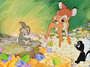 Bambi With Flower And Thumper Wallpaper