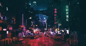 Bangkok Cityscape In A Futuristic Japan Cyberpunk Style Wallpaper