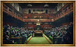 Banksy Devolved Parliament Painting Wallpaper