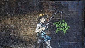 Banksy Fishing Boy Wallpaper