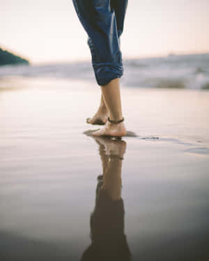 Barefoot Beach Walk Wallpaper