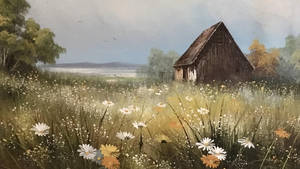 Barn Painting Spring Iphone Wallpaper