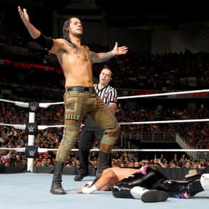 Baron Corbin Wrestling With Dolph Ziggler Wallpaper