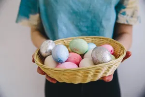 Basket Of Pastel Easter Eggs Wallpaper