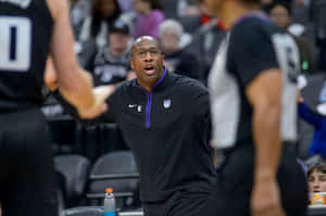 Basketball Coach Mike Brown Gesturing During Game Wallpaper