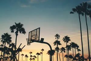 Basketball Hoop Sunset Palms Wallpaper