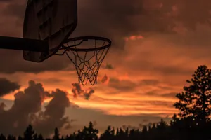 Basketball Hoop Sunset Silhouette Wallpaper