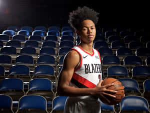 Basketball Player Portrait Stadium Background Wallpaper