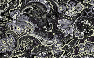 Batik Black White Floral Wallpaper